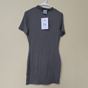 Naked Wardrobe Charcoal Short Sleeve Dress XL